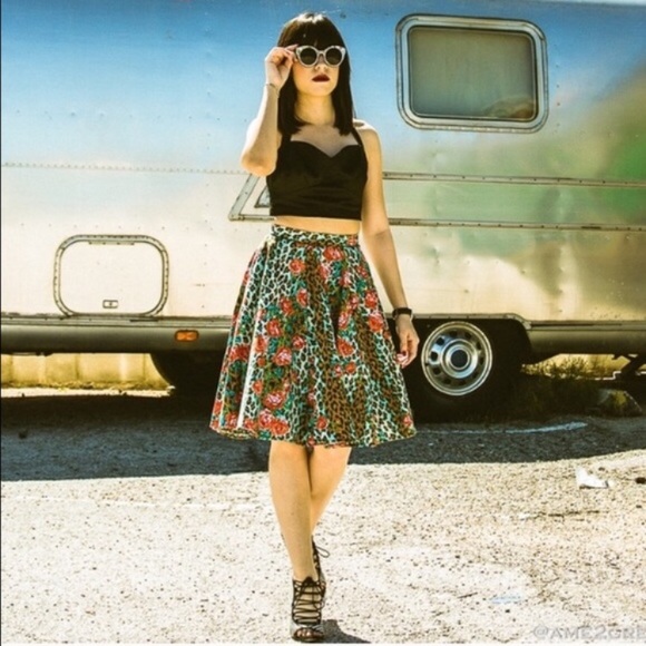 NWT Leopard print high-rise midi skirt, USA made - Picture 2 of 4